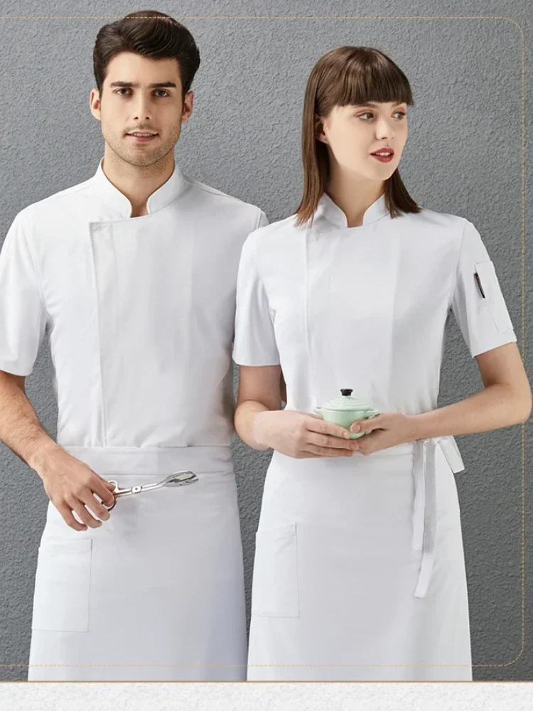 Vestes de Chef à manches courtes, uniforme de Chef de cuisine, uniformes de Restaurant, chemises d'été, manteau de cuisinier, vêtements de serveur