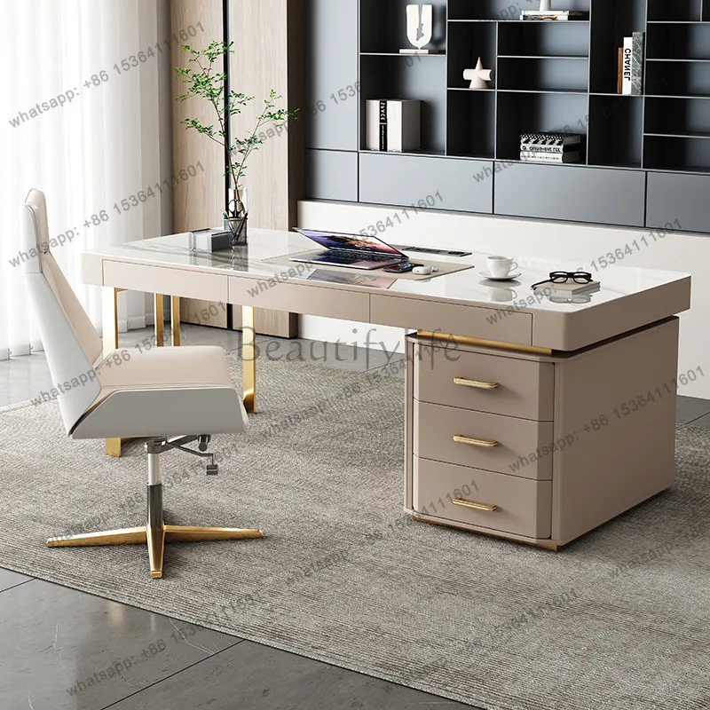 

Desk light luxury modern simple home high-end rock slab desk writing desk