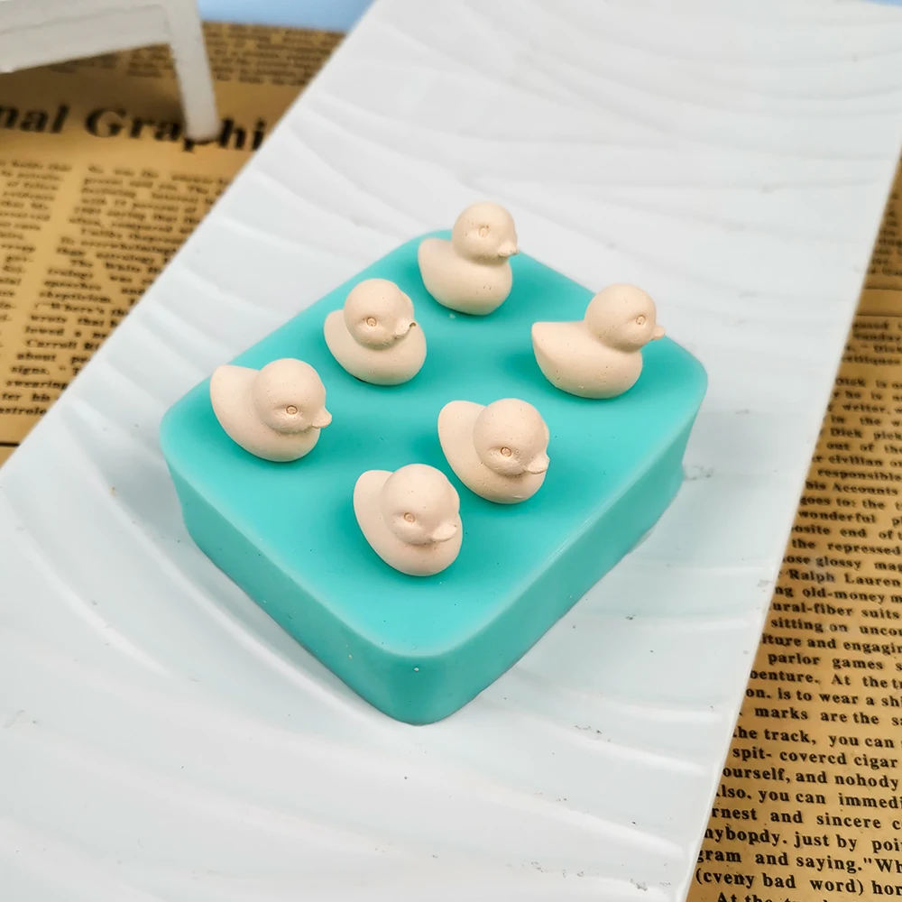 PRZY 3D Lovely Mini Duck Silicone Mold Six Cavity Cute Ducks Animal Fondant Mould  Cupcake Mousse Decoration Resin Molds