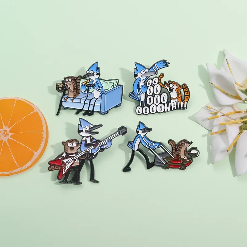 Cartoon Anime Blue Hair Brooch Metal Badge Collar Needle Clothing Accessories Chest Flower Silk Scarf Buckle Guitar Music Pin
