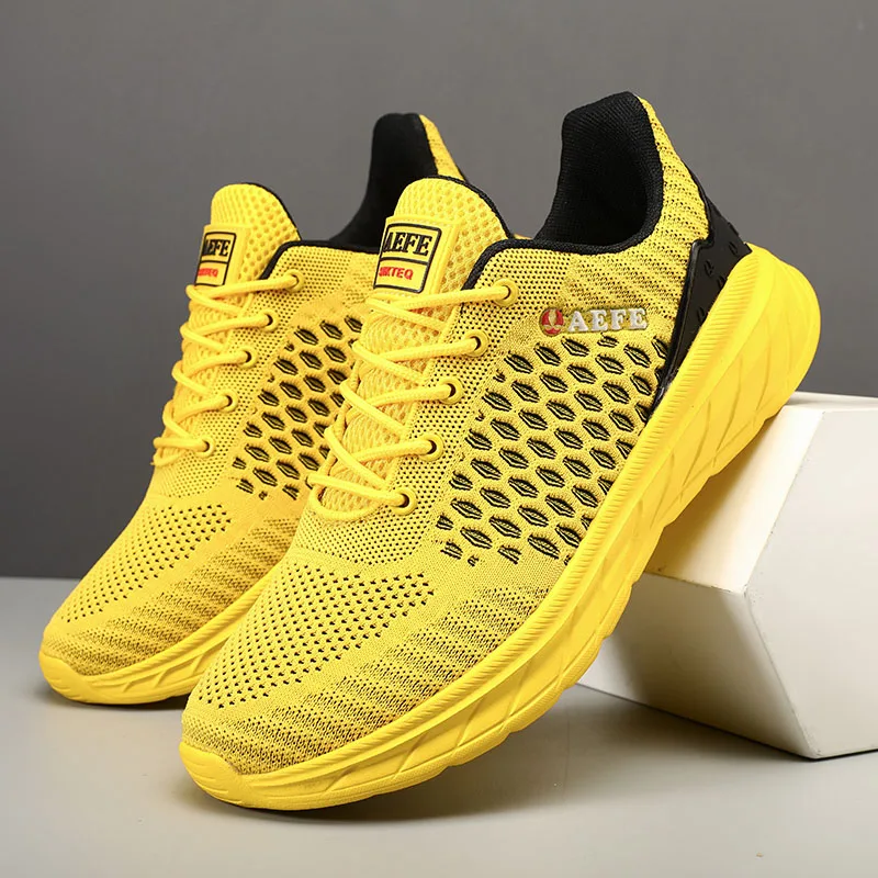 High Quality Mens Running Shoes Large Size 46 47 Breathable Mesh Tennis Sports Shoes Men Fashion Yellow Ultralight Male Sneakers