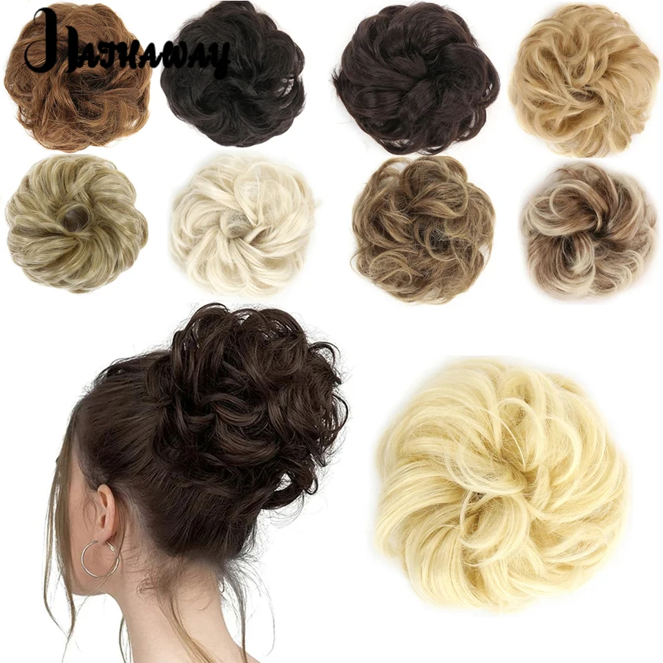 

Synthetic Messy Chignon Fluffy Scrunchies Fake Hair Band High Elasticity Hairpiece Tail For Women Natural Black Curly Hair