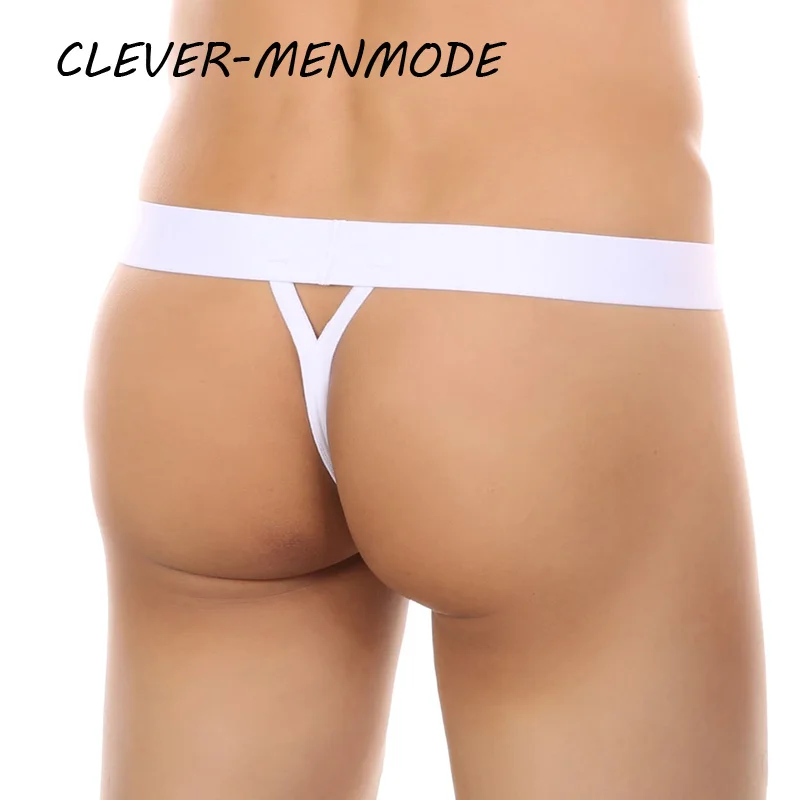 CLEVER-MENMODE Men\'s Sexy Open Hollow Penis Bag G-String T Back Underwear Adjustable Size Panty Hole Breathable Porn Underpants