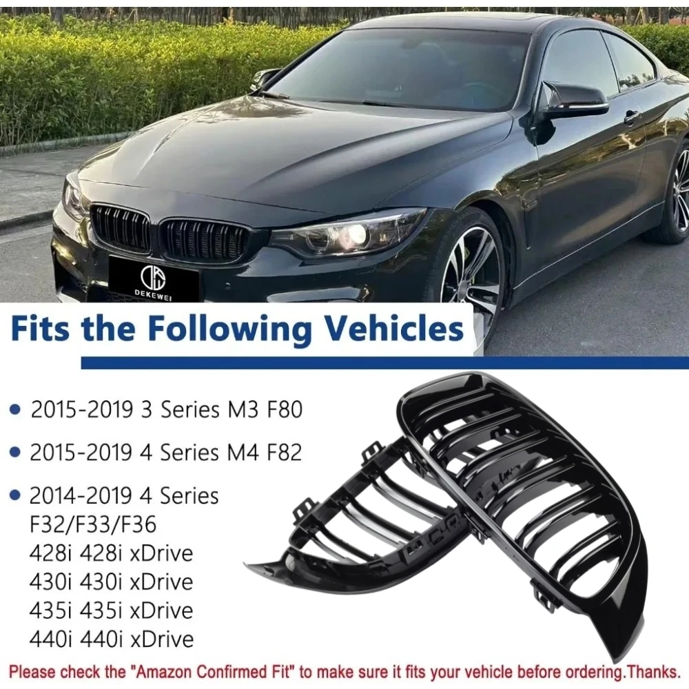 

Глянцевая черная передняя решетка для почек в стиле M4, решетка для BMW F32 F33 F36 F80 F82 2013-2020 Cabriolet Coupe 425i 430i 440i 435i