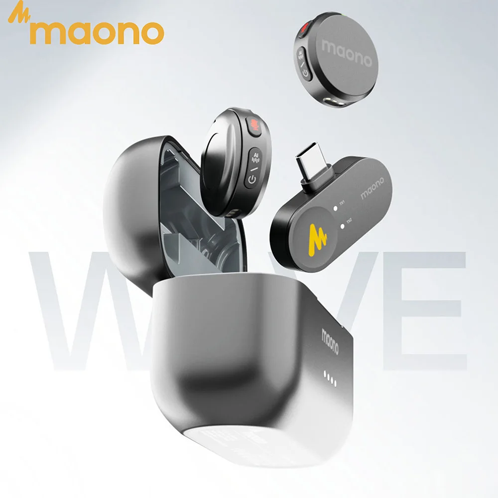 MAONO Wireless Lavalier Microphone for iPhone Android Camera Noise Cancellation for Video Recording Live Streaming Mic-Wave T5