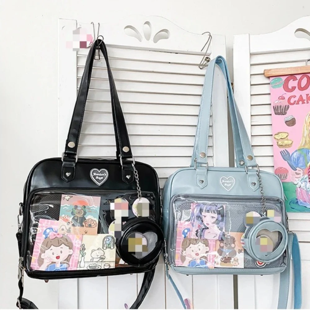 كلية نمط اليابانية لطيف شفاف Ita حقيبة موضة طالب Preppy حقيبة كتف Y2K Kawaii بولي Girl فتاة حقائب كروسبودي حقائب اليد #1