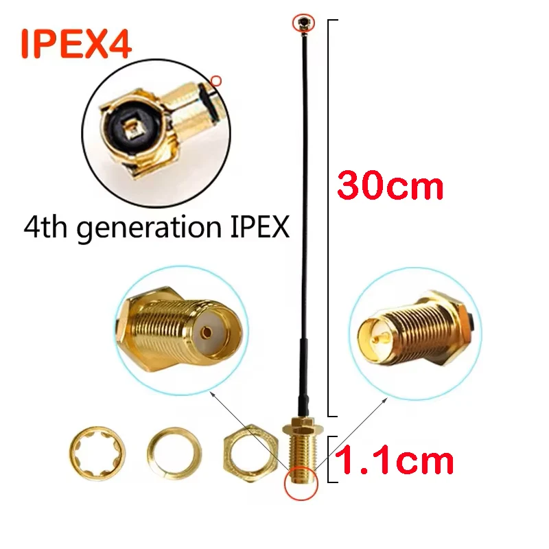 

eoth 30cm ipex 4 mhf4 Extension Cord UFL IOT RP SMA Connector Antenna WiFi Pigtail Cable IPX to RP-SMA female male