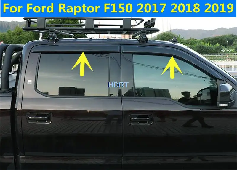 

Car Styling Door Visor Side Window Deflector Shade Sun Rain Guard Shield Cover Strips Eaves For Ford Raptor F150 2017 2018 2019