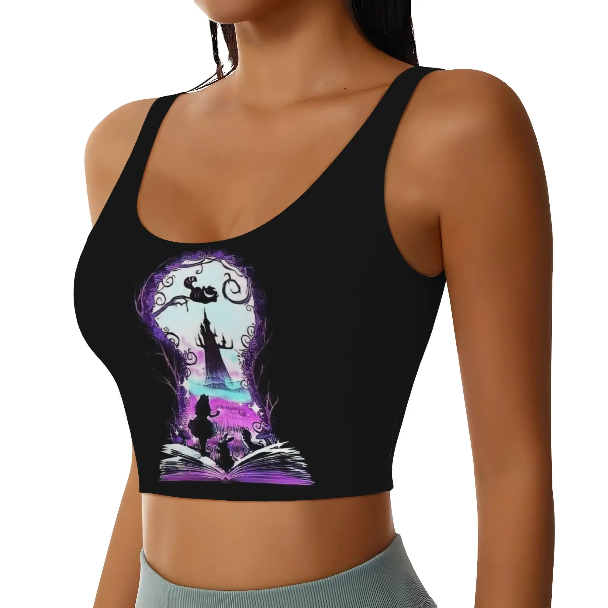Custom Cheshires Anime Cat Sports Bra Women's Cartoon High Impact Workout Yoga Crop Top