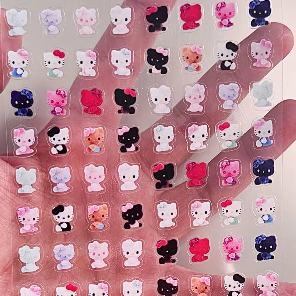 Kawaii Sanrios Hello Kitty Press On Nails Art Sticker Decoration 2024New Cartoon Diy Handmade Fake Nails Sticker Accessories