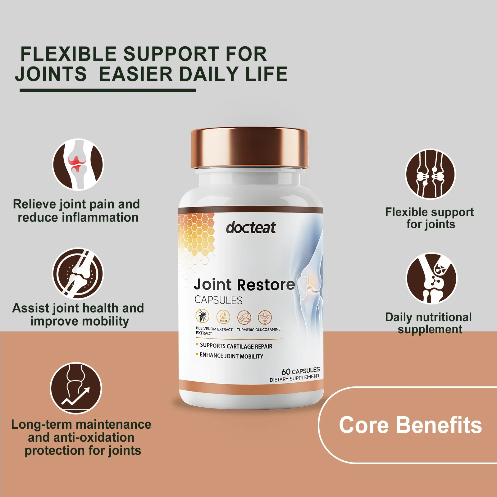 

Капсула поддержки суставов: поддерживает гибкое соединение, снимает дискомфорт и служит ежедневную питание.