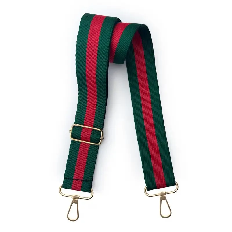 Tali Bahu Lebar Dapat Disesuaikan Hijau dengan Tali Nilon Tahan Lama Merah Pengganti Multifungsi untuk Tas Tangan Aksesori Tas DIY