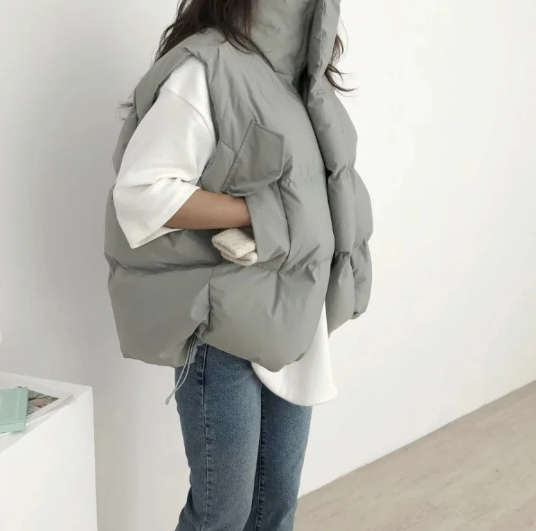 

Down cotton bread jacket vest women's 2025 winter new style loose cotton jacket slimming thickening jacket trendy top