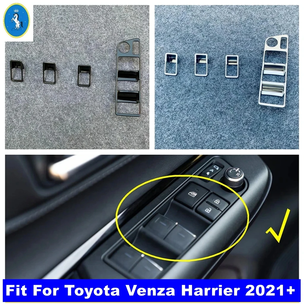 

Black / Matte Auto Door Armrest Window Lift Button Decor Panel Cover Trim ABS Accessories For Toyota Venza Harrier 2021 - 2024