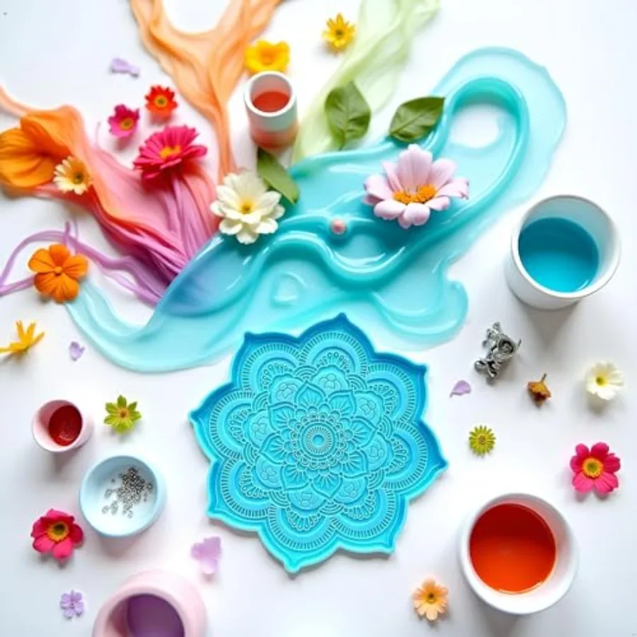 Blue Epoxy Resin Silicone Molds - Epoxy Resin Mold Flower Tray Cup Mat Casting Silicone Mould DIY Crafts Home Decoration Making view 6