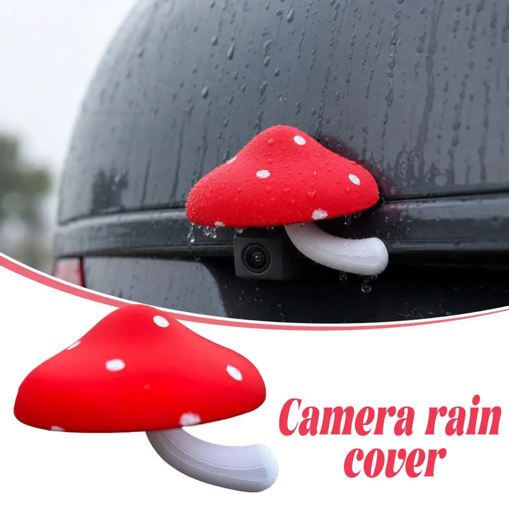 2Pcs Waterproof Rain Cover Cute Mushroom for Backup Camera Versatile Practical Decoration for Car E Bike Rear View Protection