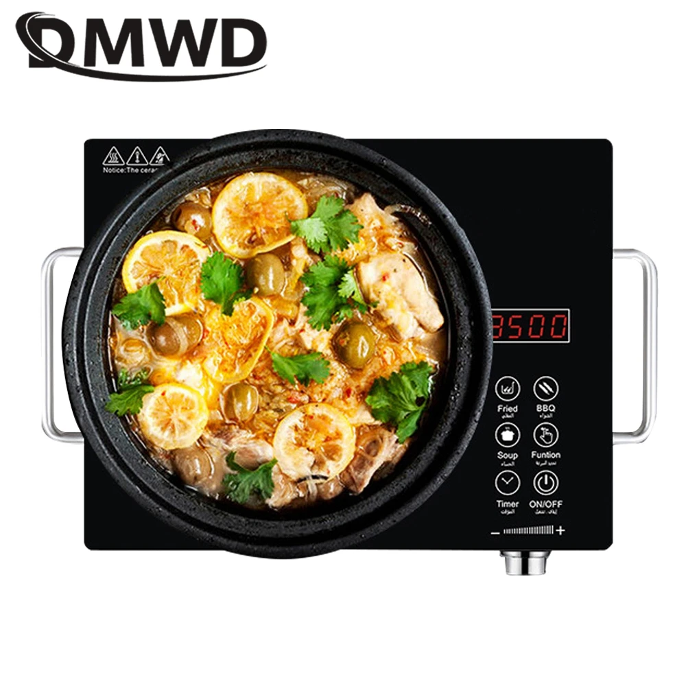 DMWD Household Stove Electric Ceramic Cooker 3500W Induction Cooker Smart Electromagnetic Oven Waterproof Heating Plate 110/220V