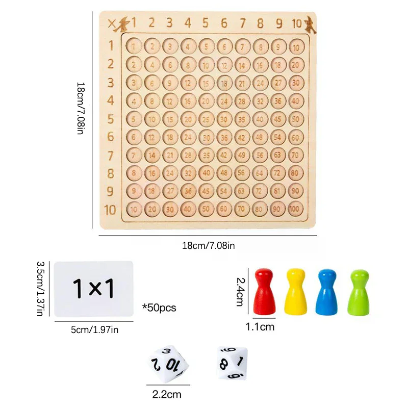 Wooden 99 Multiplication Board Montessori Arithmetic Toys Multiplication Table Math Learning Counting Teaching Aids For Kids