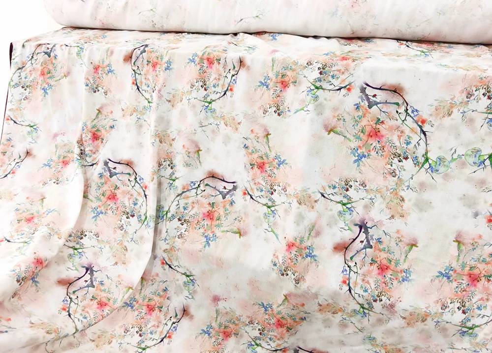 1 Meter x 1,4 Meter Retro-Material für Hemden aus weichem Viskose-Popeline-Stoff mit Vögeln – Detail 11