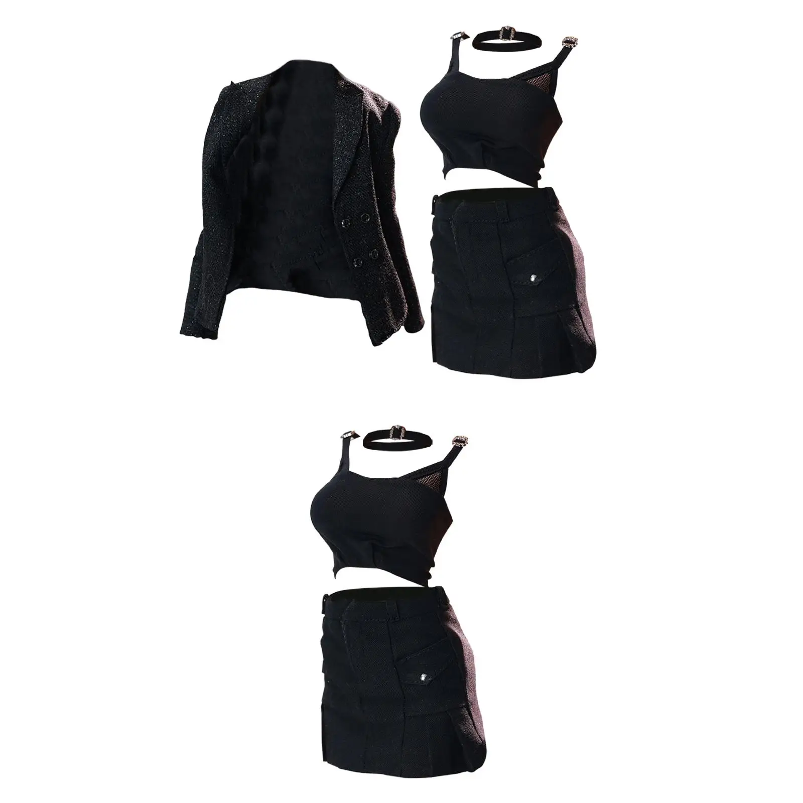 

1/6 Scale Female Short Dress Suit Cloth Black Action Figure Doll Clothing for Dollhouse Cosplay Accessories