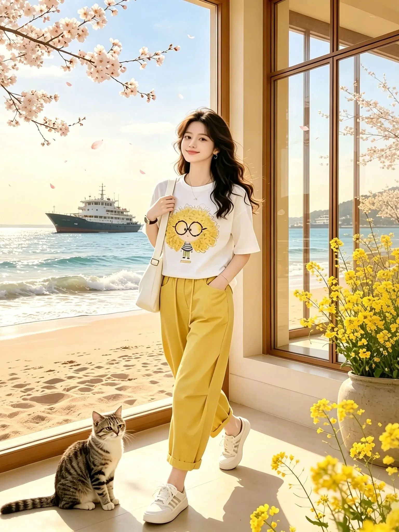 

Summer New Lazy Style Printed Two-Piece Set Women's Loose Slimming Personality Casual Sports Suit Breathable Comfortable T-Shirt