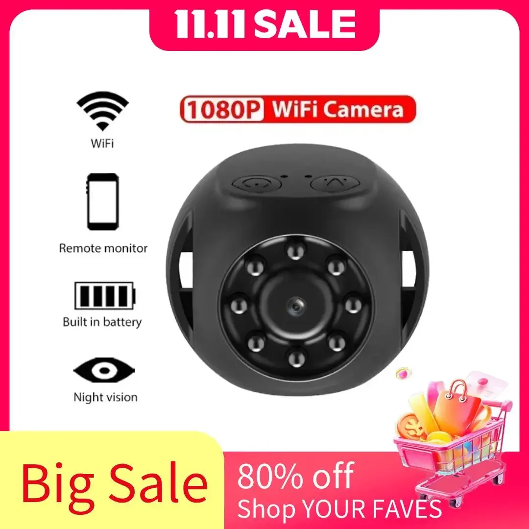 2mp mini câmera wifi monitor remoto visão noturna gravador de vídeo sem fio micro webcam filmadoras de segurança em casa inteligente