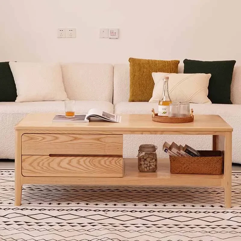 

Clear Simple Nordic Coffee Table Rectangle Unique Modern Living Room Side Table Wood Balcony Floor Mesa Auxiliar Home Furniture