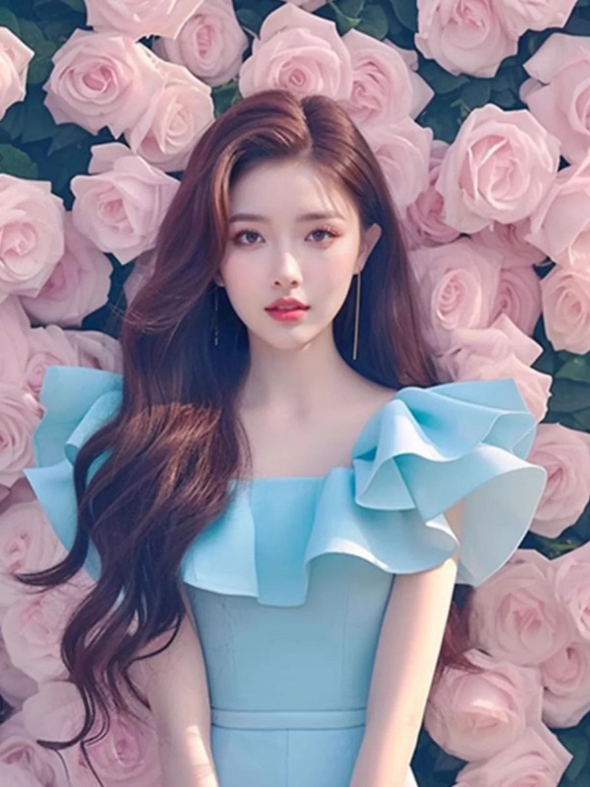 Pantaloni interi blu Ele Lady Sle Pantaloni lunghi a vita alta da donna Pendolari Sle Zipper Riduzione dell'età di alta qualità Estate