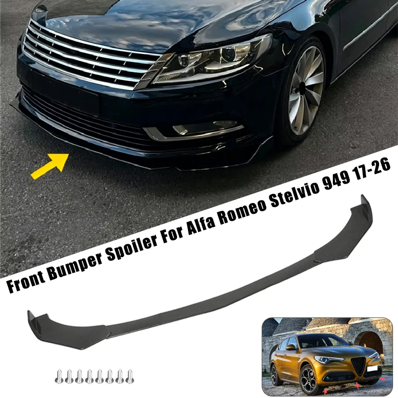 Sport Front Bumper Splitter Spoiler Lip For Alfa Romeo Stelvio 949 2017-2026 5Pcs Adjustable Sectional Car Tuning Body Kit