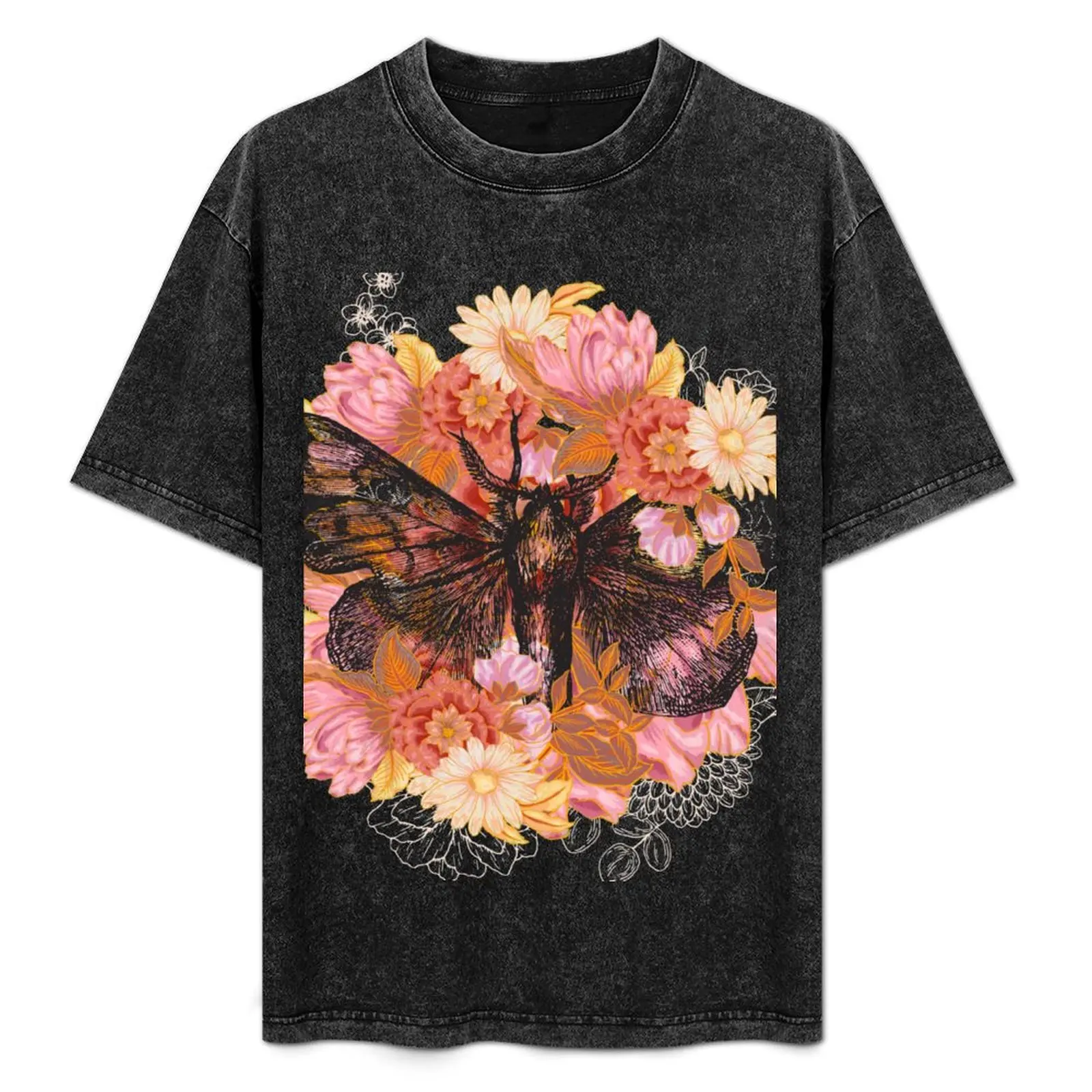 

Moth floral wreath T-Shirt Sports Basic Short Sleeve T-Shirt