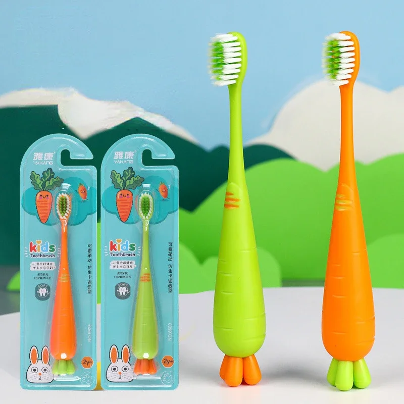 Cute Kids Carrot Toothbrush Children 360 Floss Ultra Soft Toothbrush Baby Training Theeth Cleaner Dental Brush for 2-12years Old