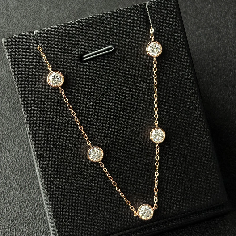 OEVAS 100% 925 Sterling Silver 0.5CT Full Sparkling Moissanite for Women Chains Necklace Top Quality Elegant Charm Fine Jewelry