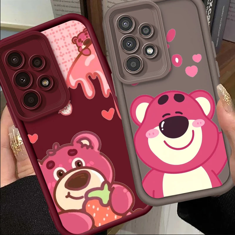 Cute Lotso Huggin Bear For Samsung A73 A71 A54 A53 A52 A51 A33 A32 A21S A14 A13 A12 A03 A04 A05 5G Eye Ladder Funda Phone Case