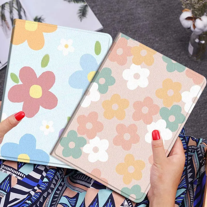 

Cartoon Colorful Flower Pattern Tablet Case For Lenovo Xiaoxin Legion Pad Tab GT Y700 Gen4 2 11 P11 M10 K10 3rd Plus Gen Gift