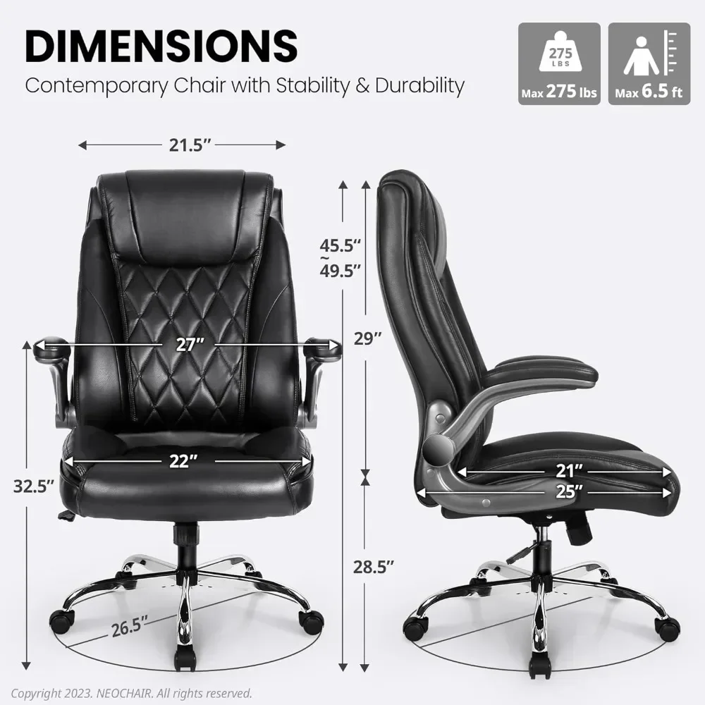 Office Chair Computer High Back Adjustable Flip-up Armrests Ergonomic Desk Chair Executive Diamond-Stitched PU Leather