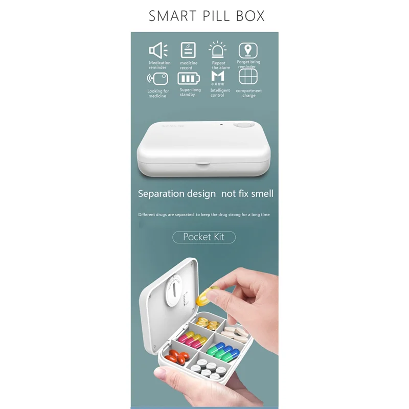 BNVN-블루투스 지능형 제어 스마트 약통 약물 디스펜서 약 복용 알림 약통 정리함 알림 기능 포함