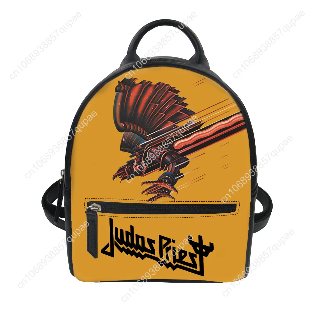 Judas Priest Heavy Metal Rock Band Custom Backpack Purse Women Schoolbags Double Shoulder Bag Mini Daypack Leather Travel Bag