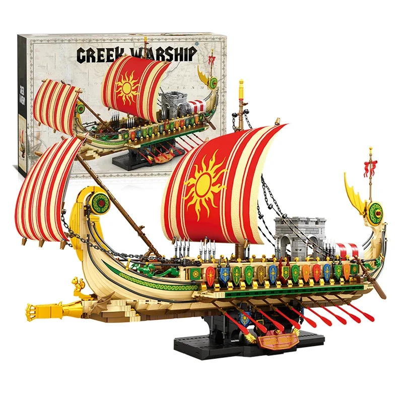 2982PCS Griekse Trireme Bouwstenen Oorlog Gevechtsschip Model Desktop Decoratie Educatief DIY Speelgoed Vakantiecadeau voor kinderen Volwassenen