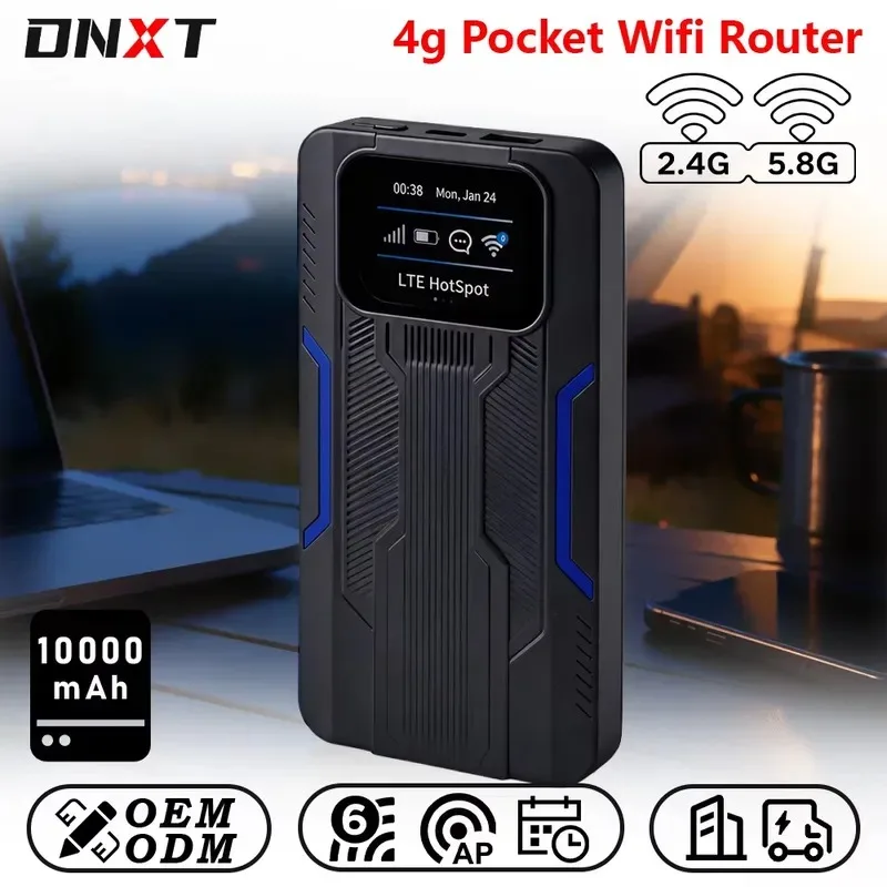 Hot Sale DNXT 4g Portable Wifi Router LTE Cat4 WiFi6 Portable Hotspot 2.4GHz&5.8GHz Portable Hotspot Wifi AP LCD 4g Mifi