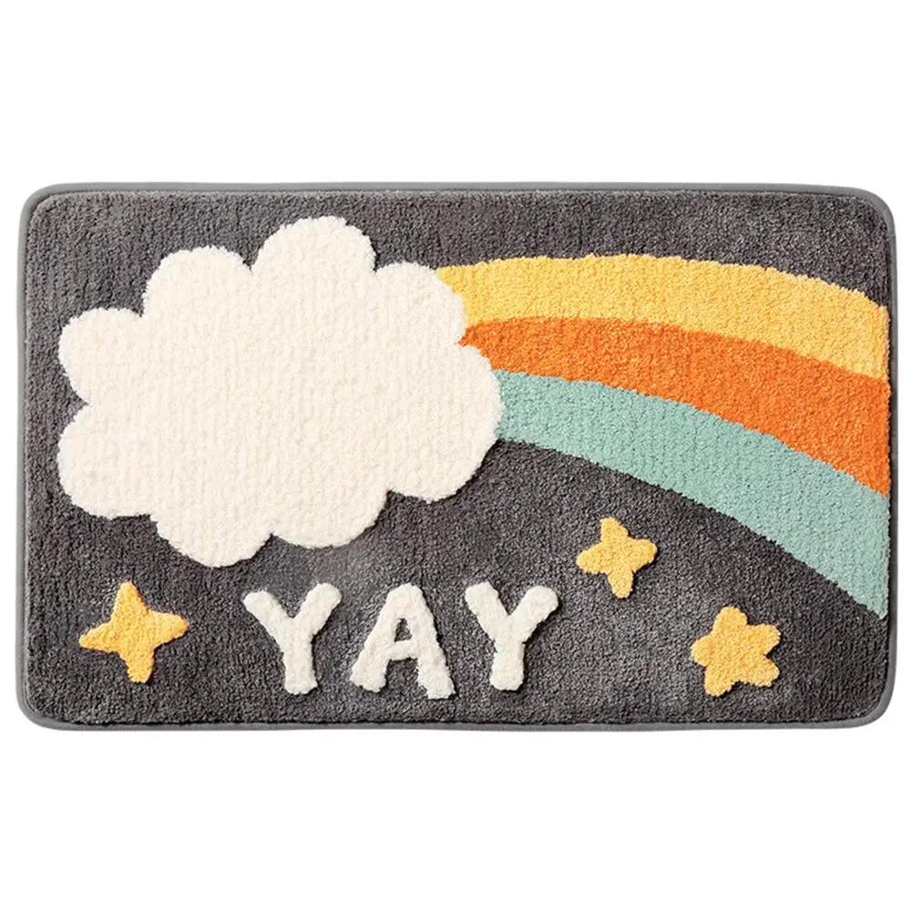 Bathroom Absorbent Non Slip Foot Pads Cute Cartoon Pattern Rug Imitation Cashmere Doormat Bathtub Side Carpet Entrance Door Mats