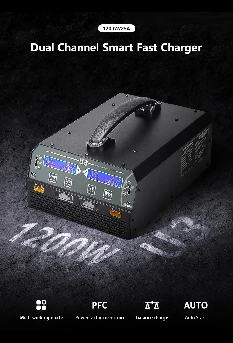 for EV-PEAK U3 1200W/25A DUAL CHANNELS INTELLIGENT BALANCE CHARGER