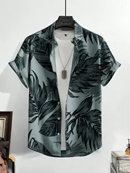 Blad Tropisch Herenresort Hawaiiaans Shirts Met 3d Print Buiten Vakantie Strand Zomer Turndown Korte Mouw Spandex Hawaii Shirts