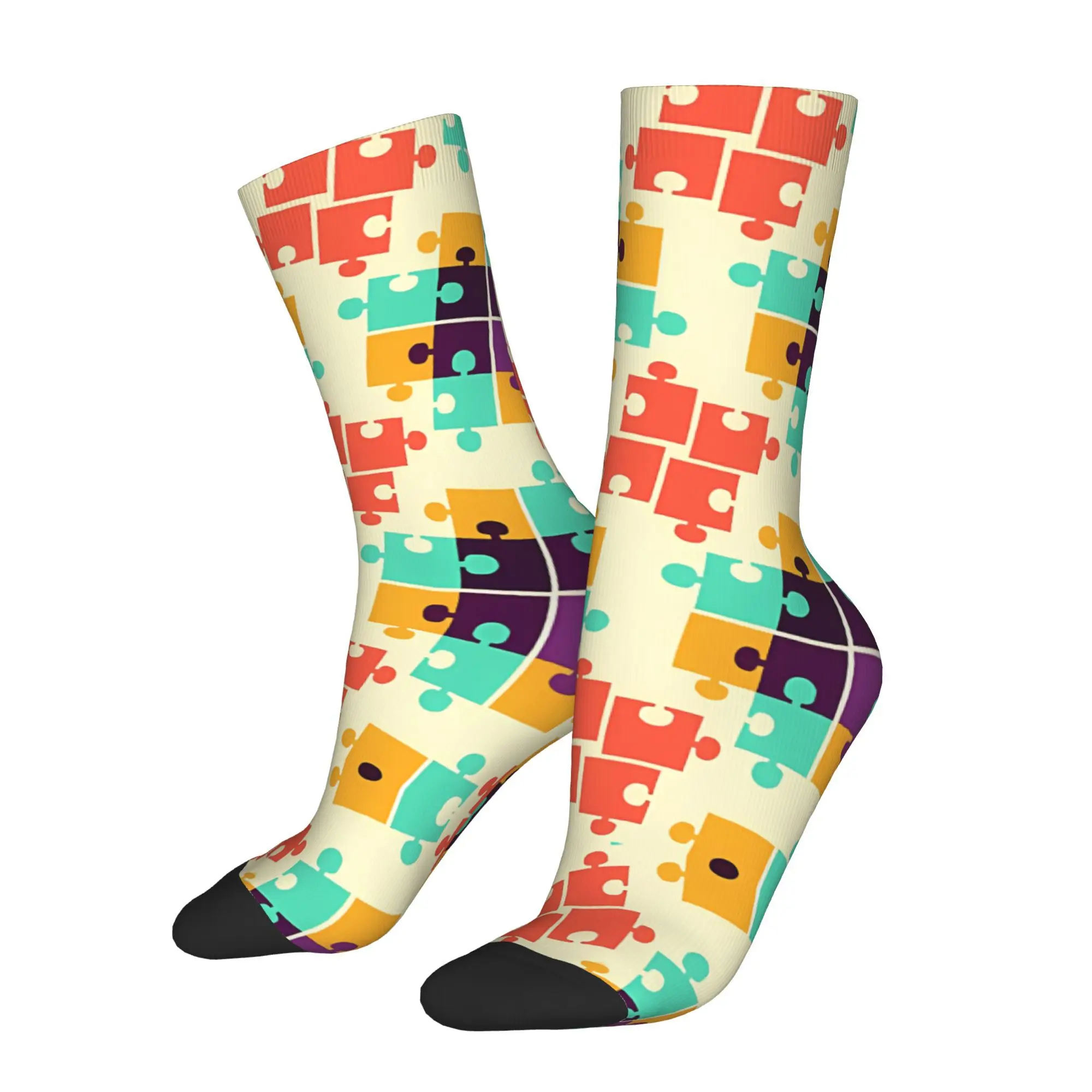 

Puzzle Pattern Colorful Sock Printed Man Polyester