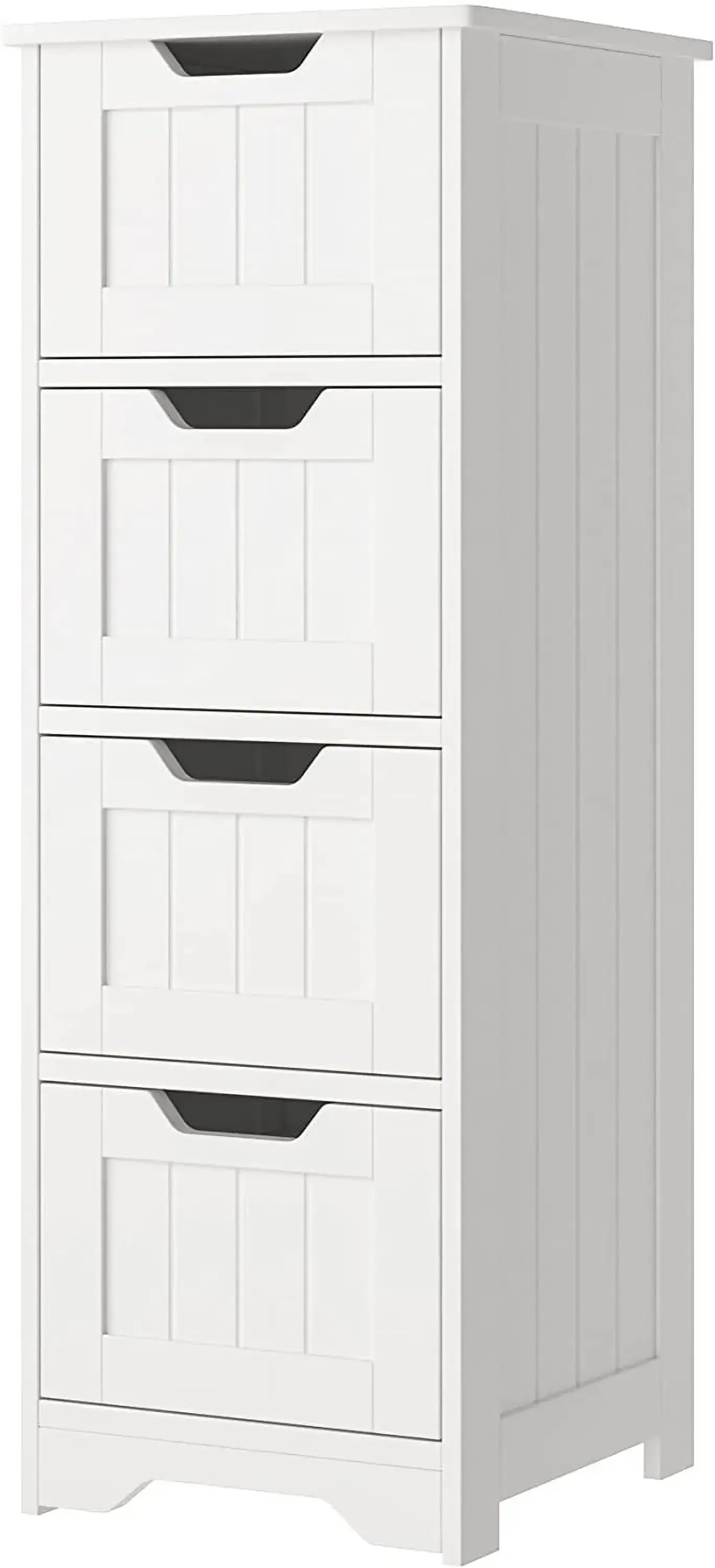 

Modern Bathroom Floor Cabinet with 4 Drawers,Free Standing Medicine Cabinet Storage Organizer Unit for Living Room Bedroom,White