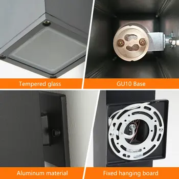 2個裝戶外壁燈 IP65 防水 上下可調 GU10 燈泡 壁燈 黑色鋁製外牆燈(美國現貨) 6 最佳銷售 戶外壁燈 - №2