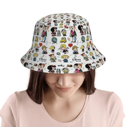 Mafalda Miguelito Comic and Her Characters Bucket Hat Outdoor Sunscreen Printed Sports Leisure Fisherman Cap