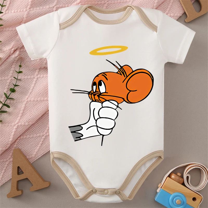 

MINISO Pure Cotton Tom and Jerry Print Baby Cloths Jumpsuit Onesie Soft Bodysuit for 0-12 Months Newborn Best Gift for Baby