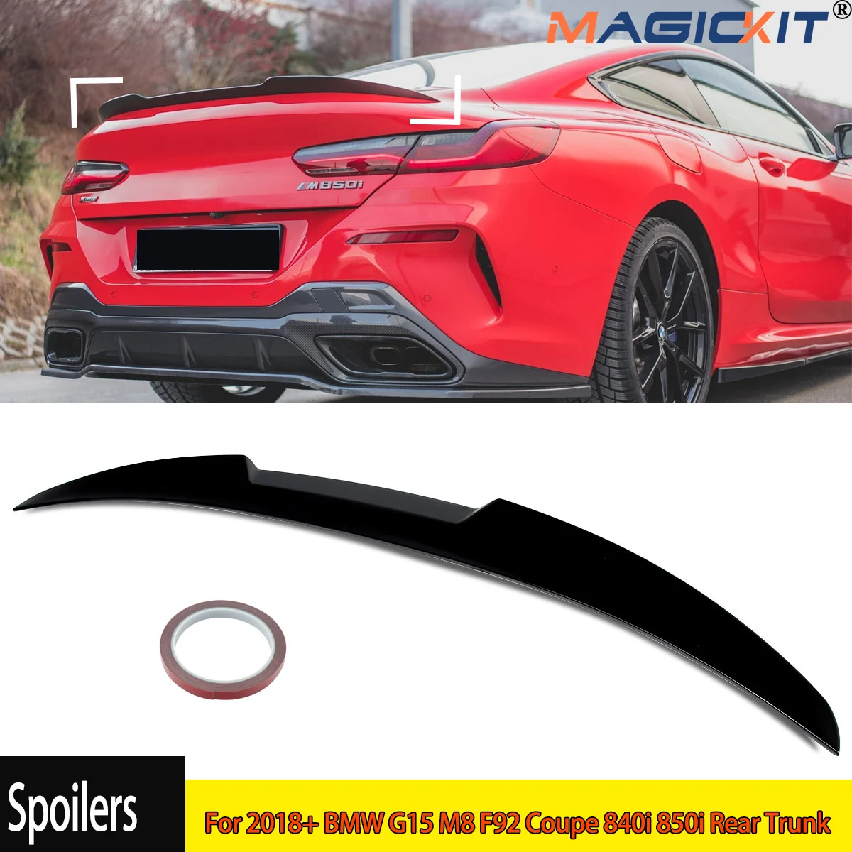 For 2018+ BMW G15 M8 F92 Coupe 840i 850i Rear Trunk Spoiler M4 Style Gloss Black