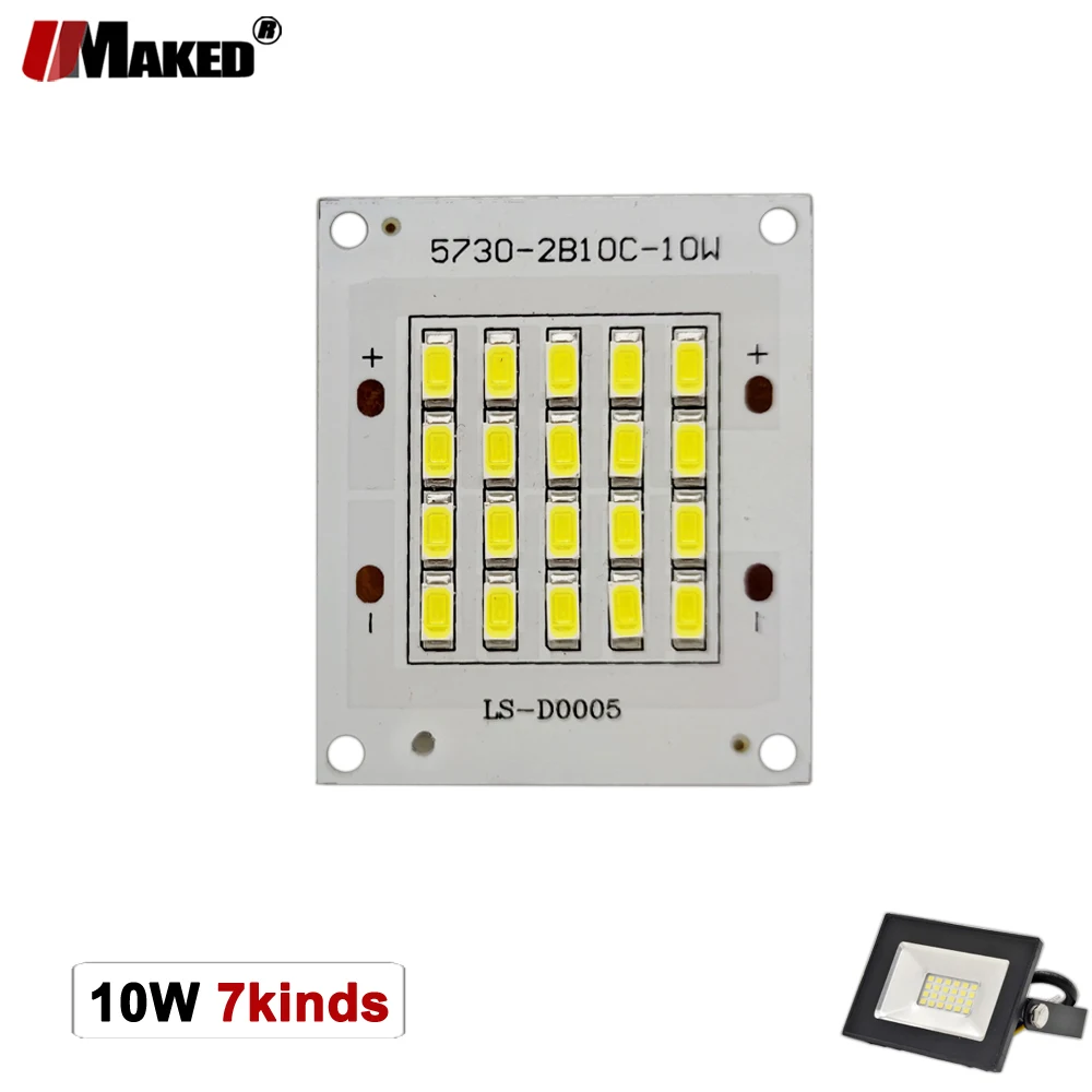 10PCs LED PCB Floodlight Plate 10W DC30-34V 300mA SMD5730/2835/5054 Light Source 100%Full Power Panel For Outdoor Lamps Replace