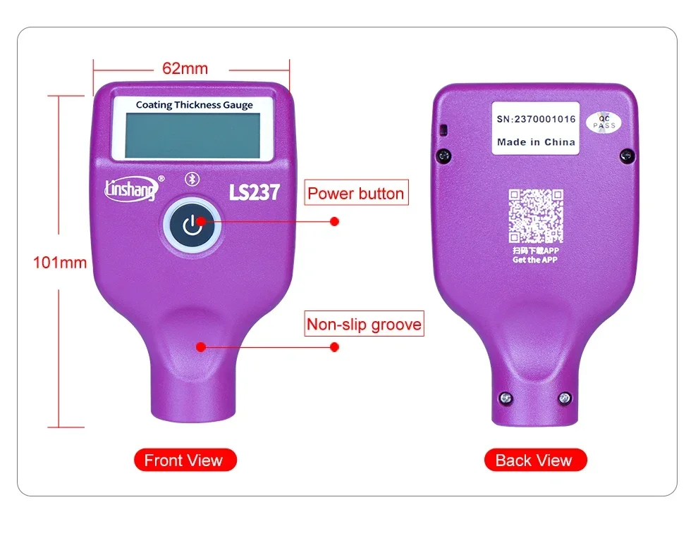 LS237 Car Paint Thickness Gauge for Auto Coating Identify Ferrous Putty Type-C C